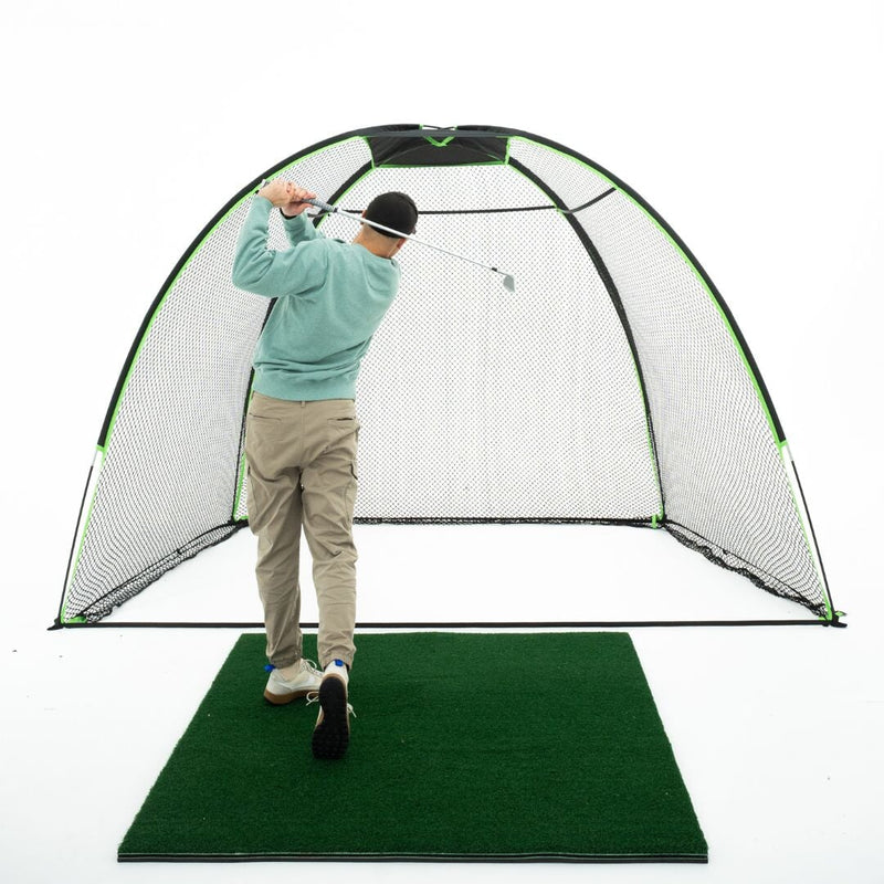 Golfer hitting into the 10' x 7' Rounded Golf Net