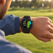 Garmin Approach S72 43 mm golf GPS smartwatch, carbon gray with heritage bronze DLC titanium bezel and pebble gray fabric band